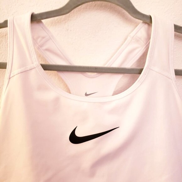 Nike White with Black Swoosh Sports Dri Fit Crop Top Size 2X EUC - Picture 2 of 5